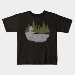 Bigfoot Fishing Gifts Kids T-Shirt